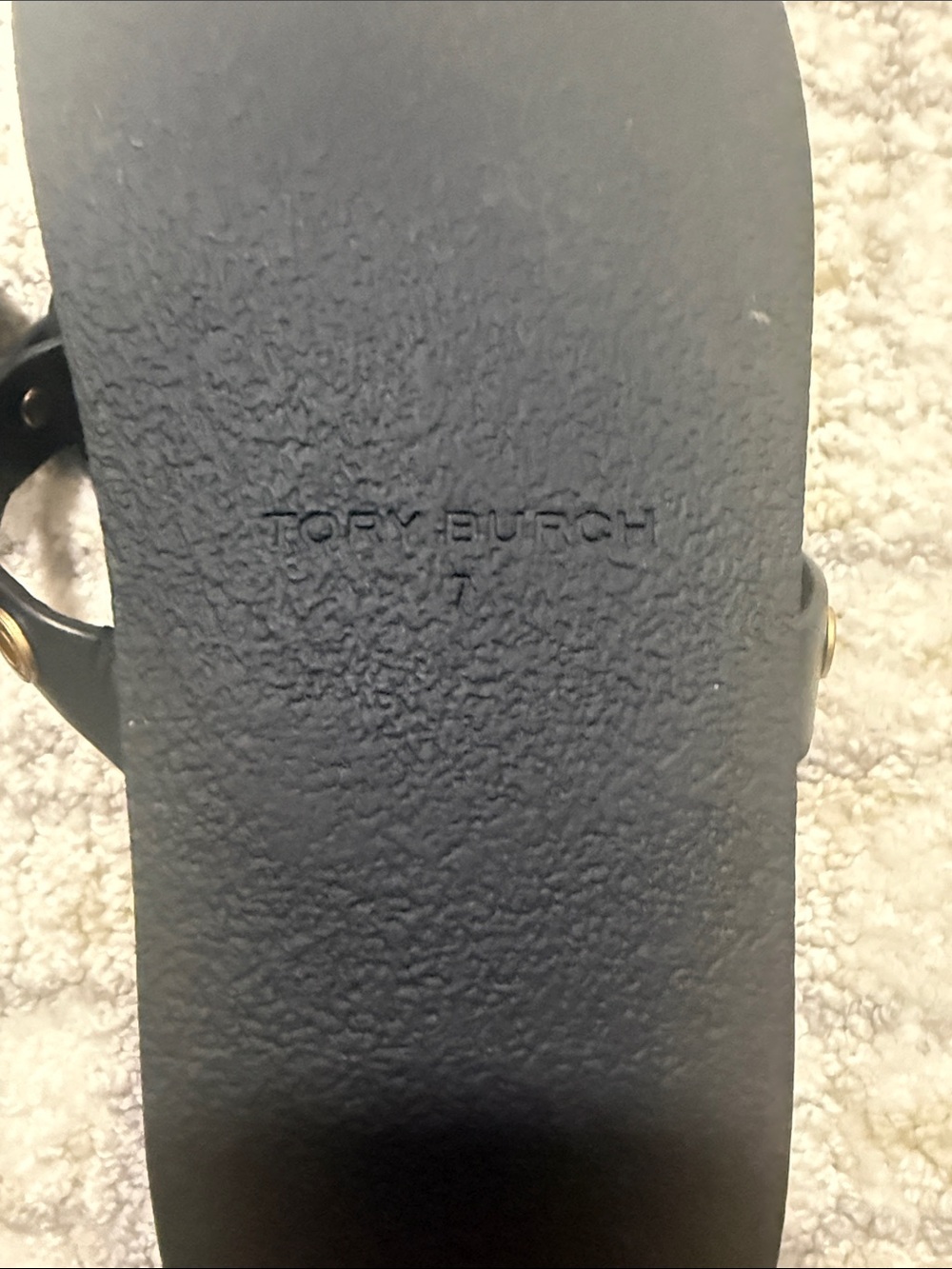 Tory Burch Black Leather Thong Sandal with Gold Studs - Picture 3 of 3